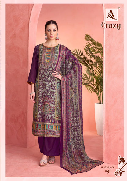 Crazy Alok Viscose Muslin Karachi Salwar Suits Wholesaler