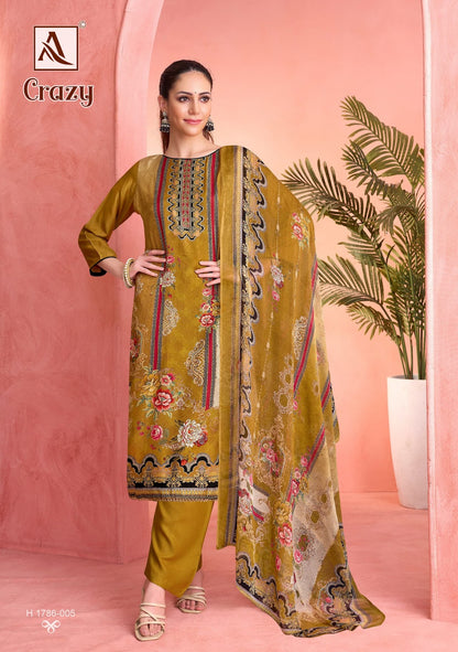 Crazy Alok Viscose Muslin Karachi Salwar Suits Wholesaler