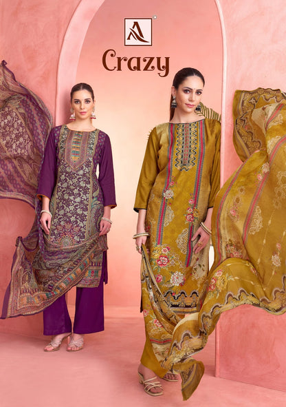 Crazy Alok Viscose Muslin Karachi Salwar Suits Wholesaler