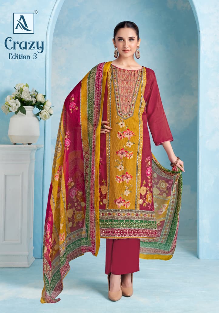 Crazy Edition 3 Alok Viscose Muslin Karachi Salwar Suits Exporter Gujarat