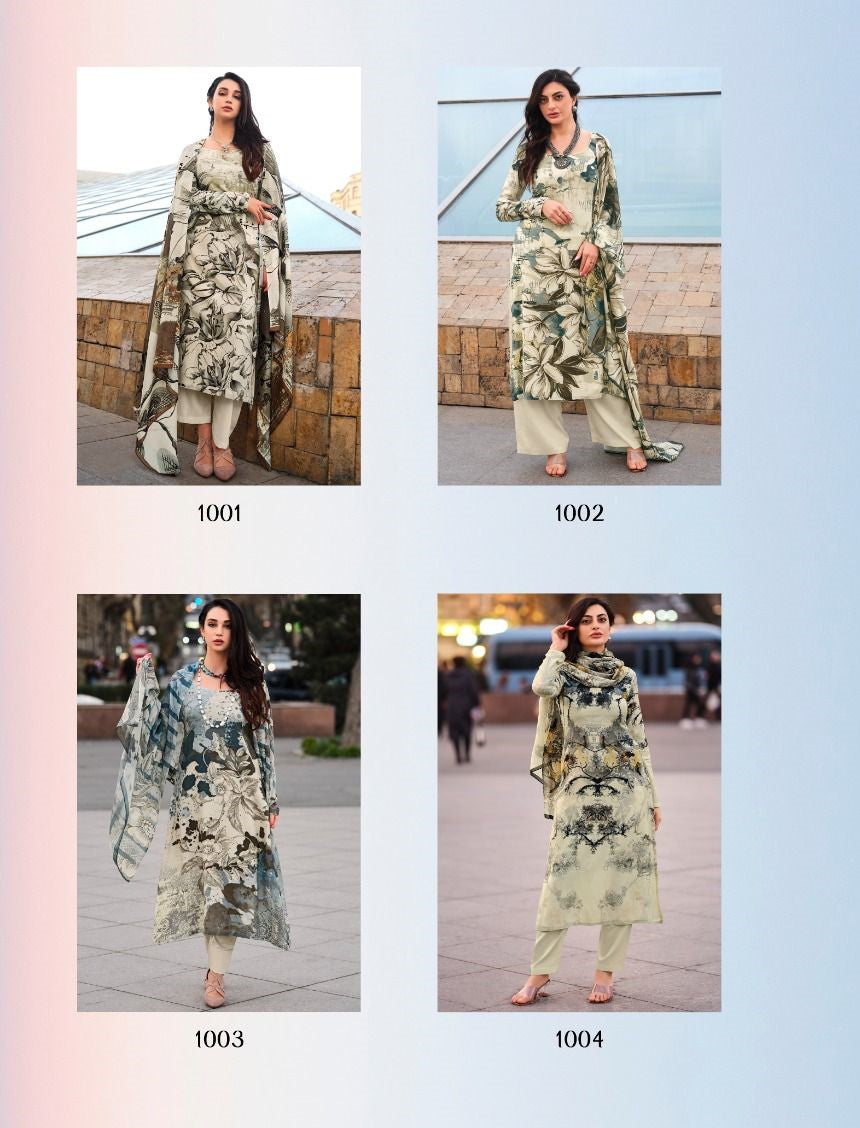 Cream Yesfab Silk Plazzo Style Suits