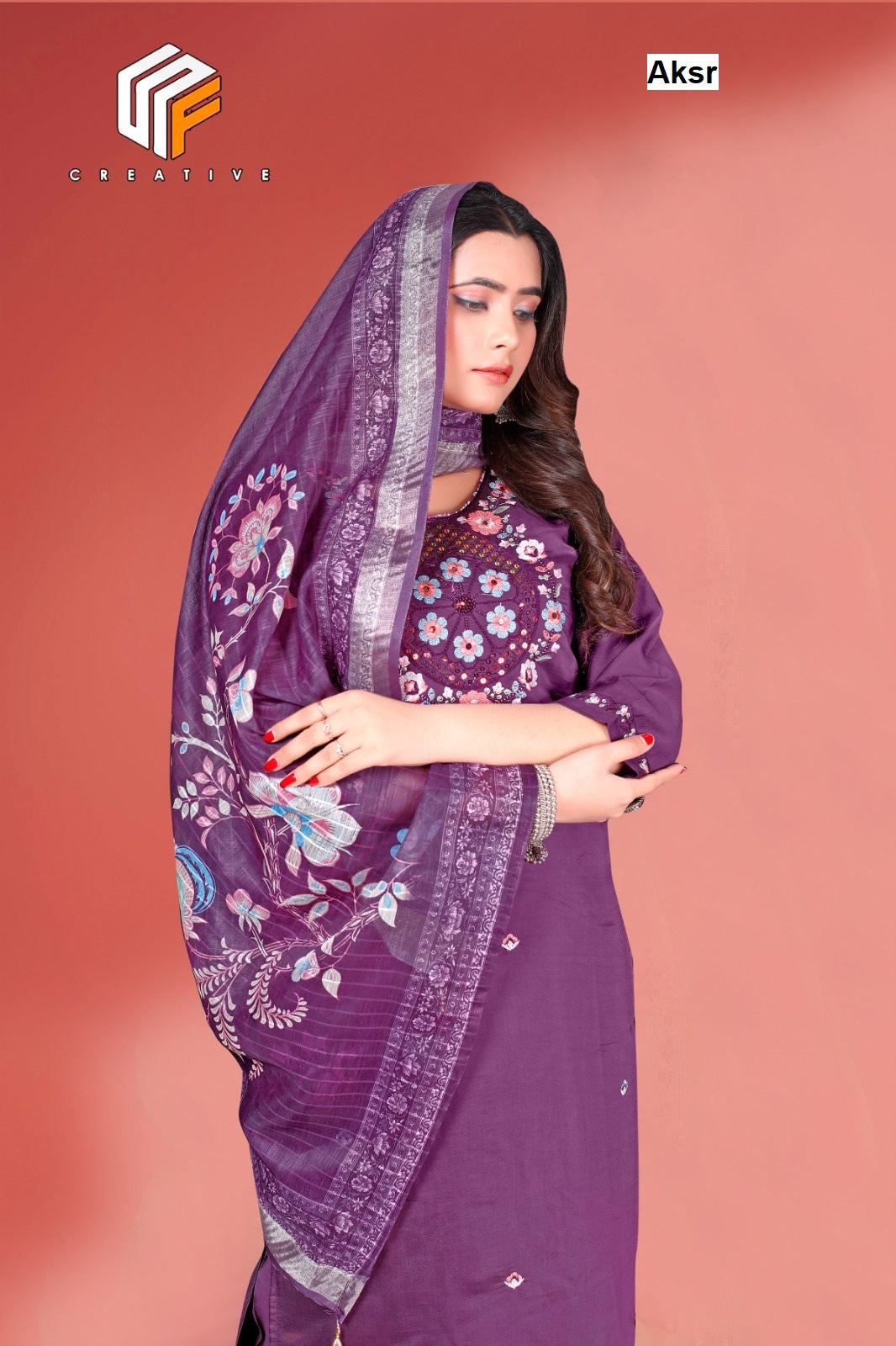 Creative Aksr Roman Silk Readymade Pant Style Suits Manufacturer Ahmedabad