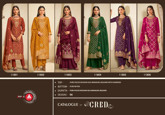 Cred Triple Aaa Viscose Silk Plazzo Style Suits Wholesaler India