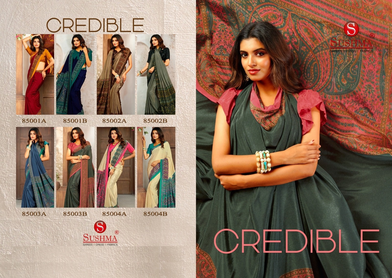 Credible Sushma Crape Printed Sarees Supplier Gujarat