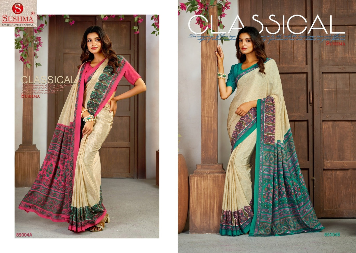 Credible Sushma Crape Printed Sarees Supplier Gujarat