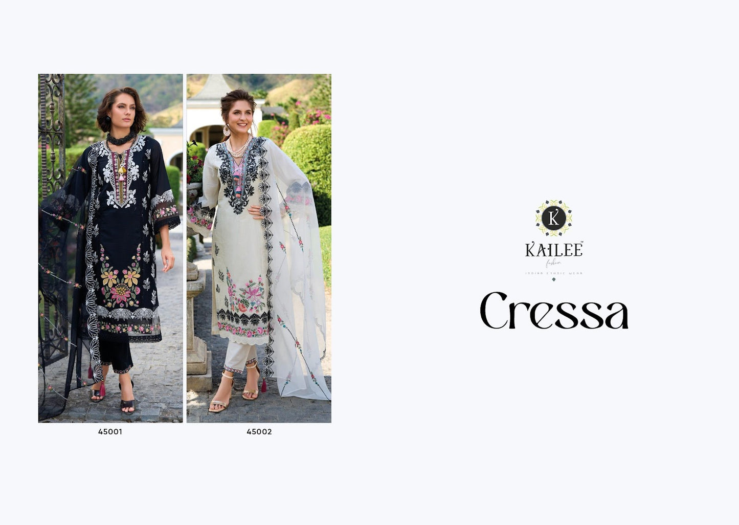 Cressa Black And White Kailee Fashion Cotton Afghani Readymade Suit Exporter India