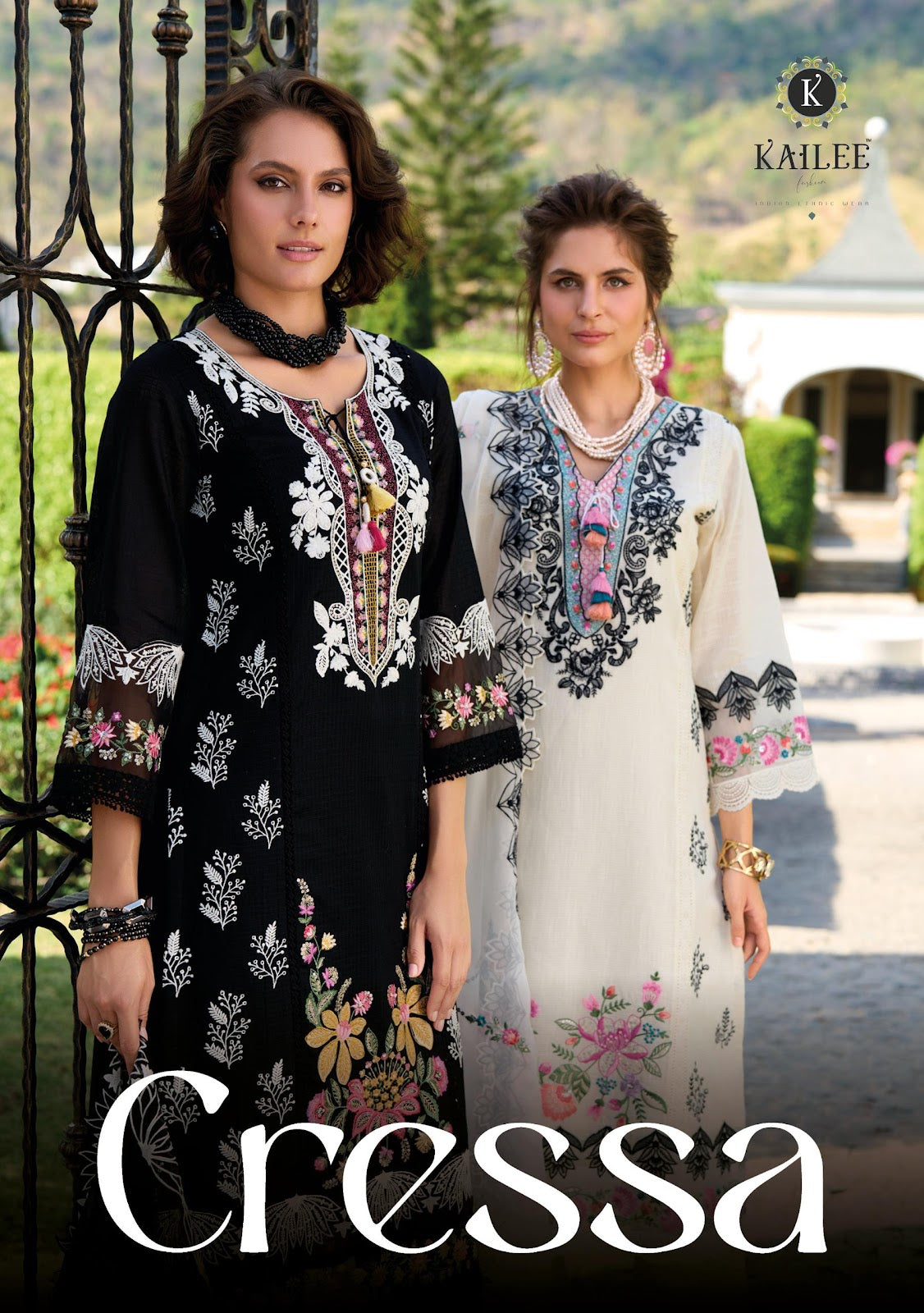 Cressa Black And White Kailee Fashion Cotton Afghani Readymade Suit Exporter India