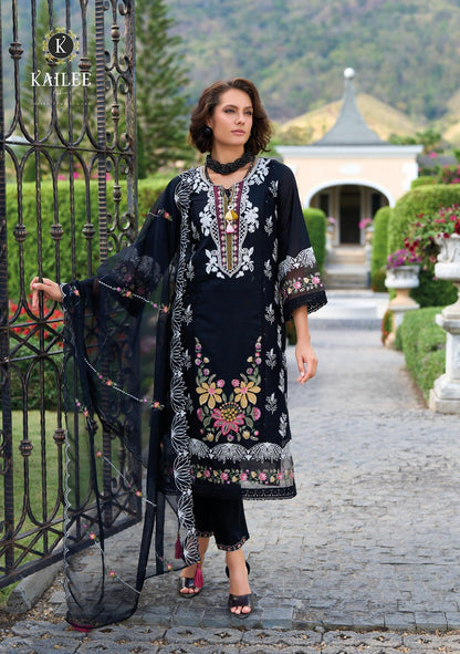 Cressa Black And White Kailee Fashion Cotton Afghani Readymade Suit Exporter India