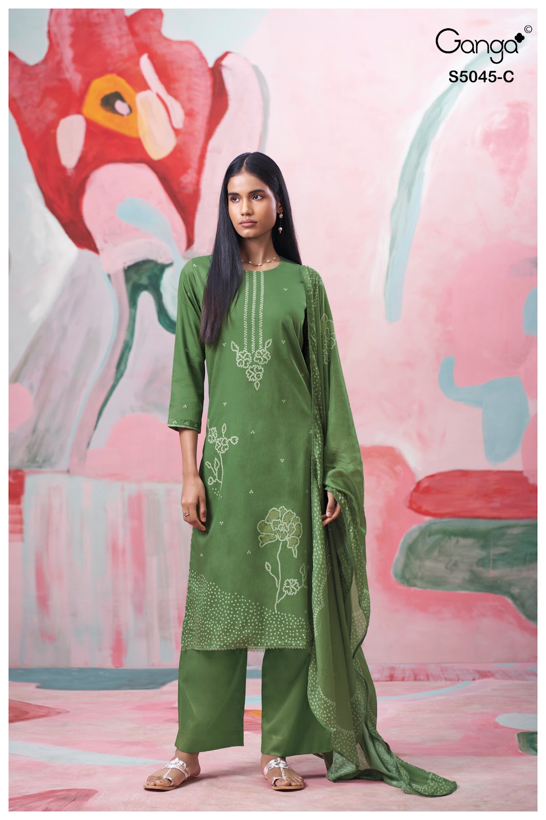 Cressa S5045 Ganga Cotton Satin Plazzo Style Suits Wholesale Rate