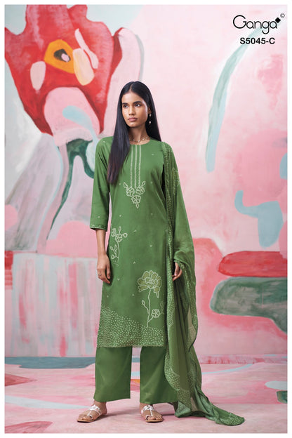 Cressa S5045 Ganga Cotton Satin Plazzo Style Suits Wholesale Rate