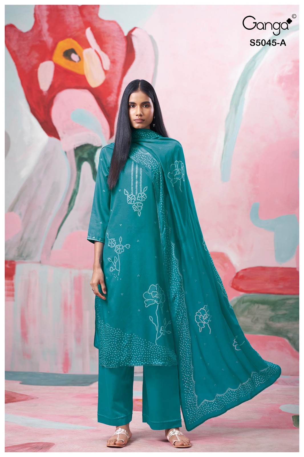 Cressa S5045 Ganga Cotton Satin Plazzo Style Suits Wholesale Rate