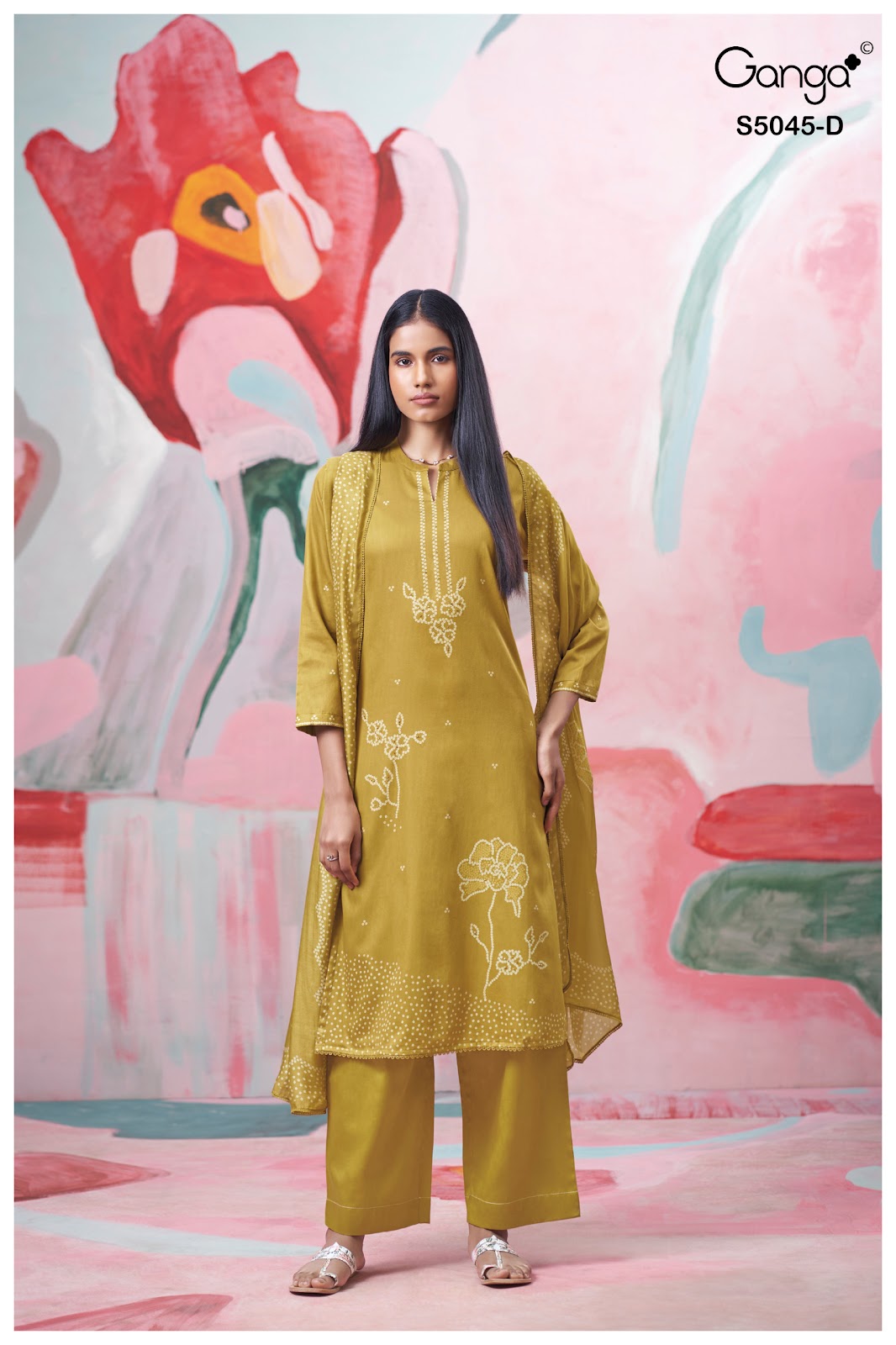Cressa S5045 Ganga Cotton Satin Plazzo Style Suits Wholesale Rate