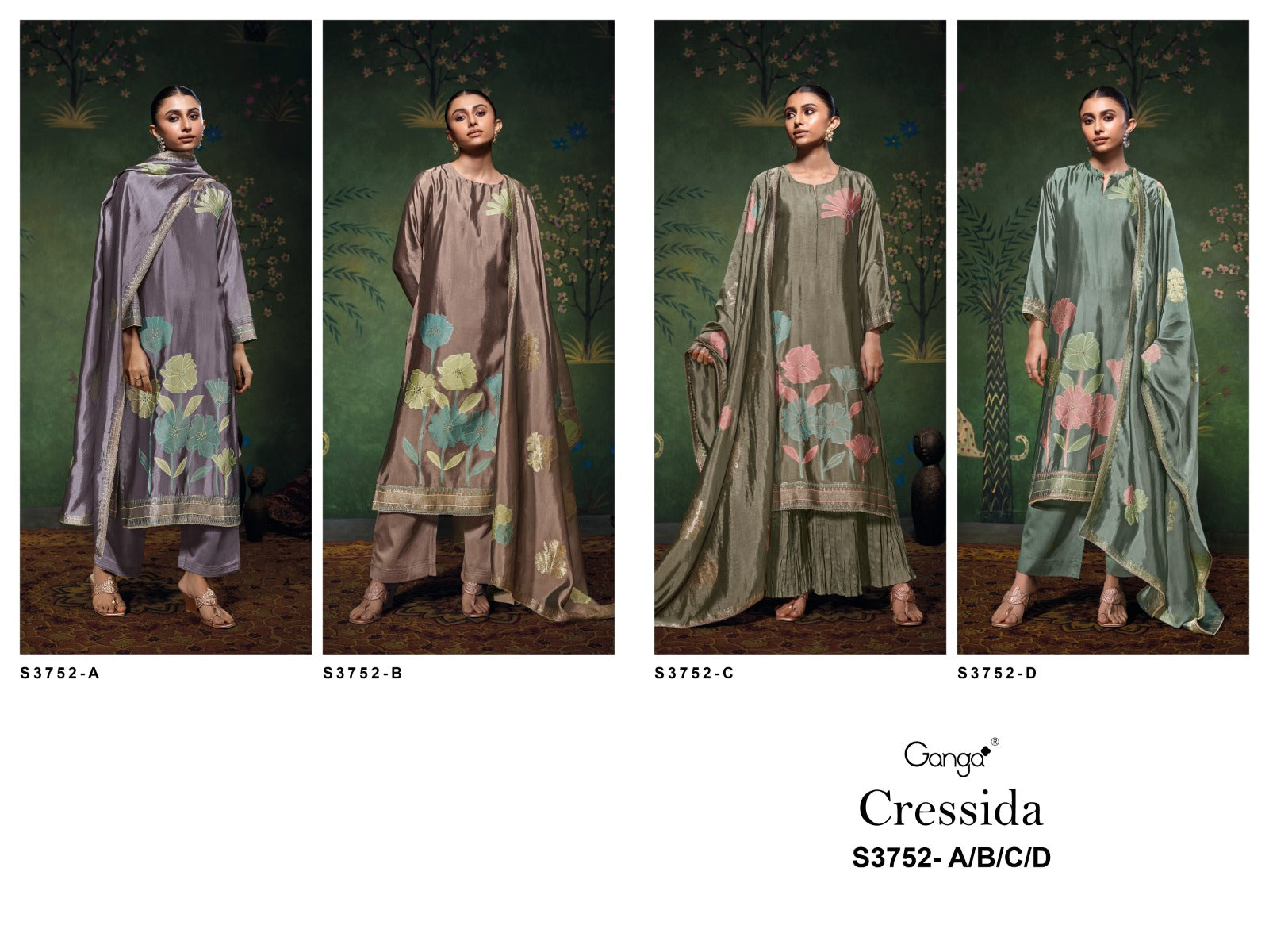 Cressida 3752 Ganga Premium Viscose Plazzo Style Suits Wholesaler