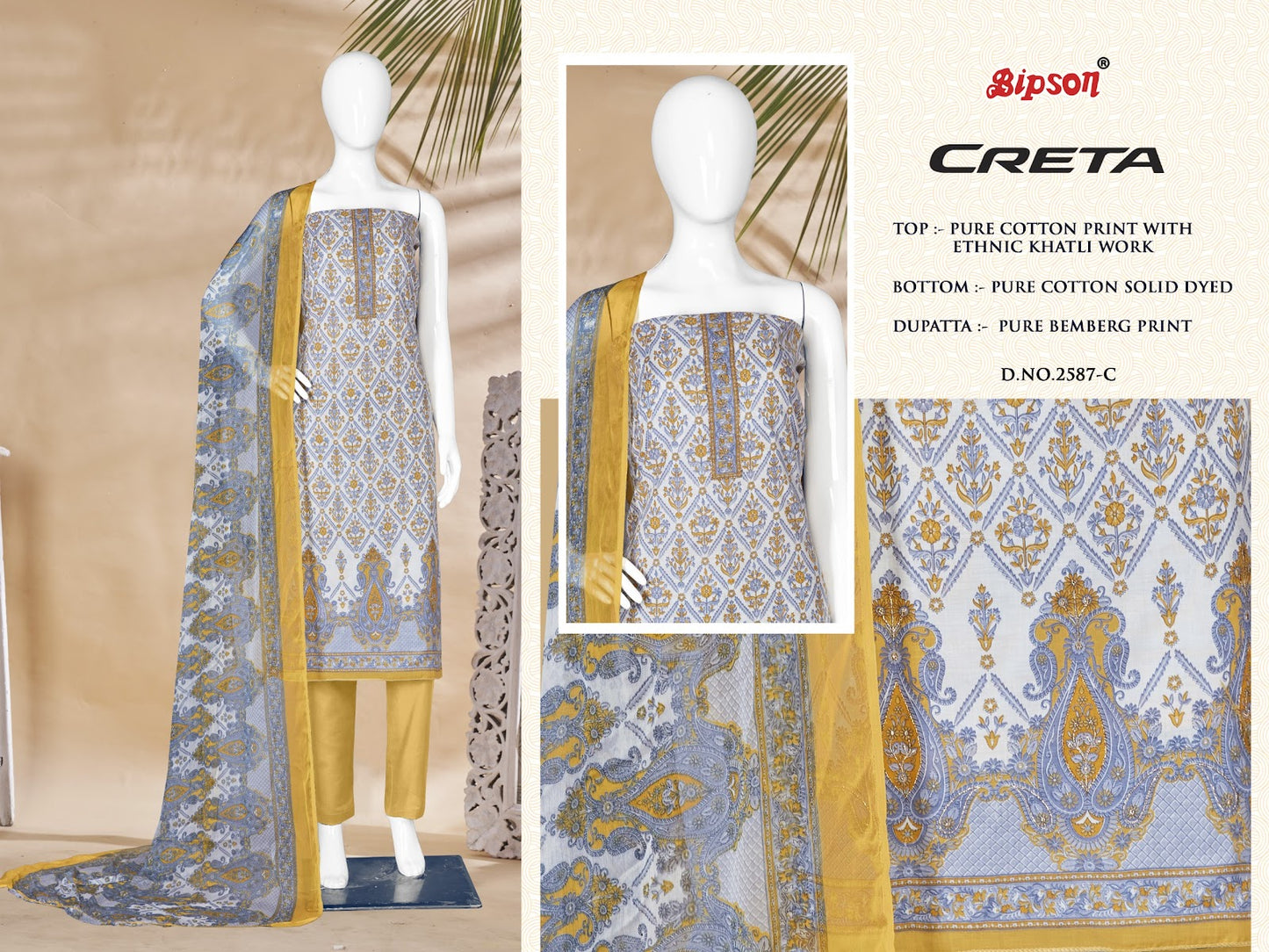 Creta 2587 Bipson Prints Cotton Pant Style Suits