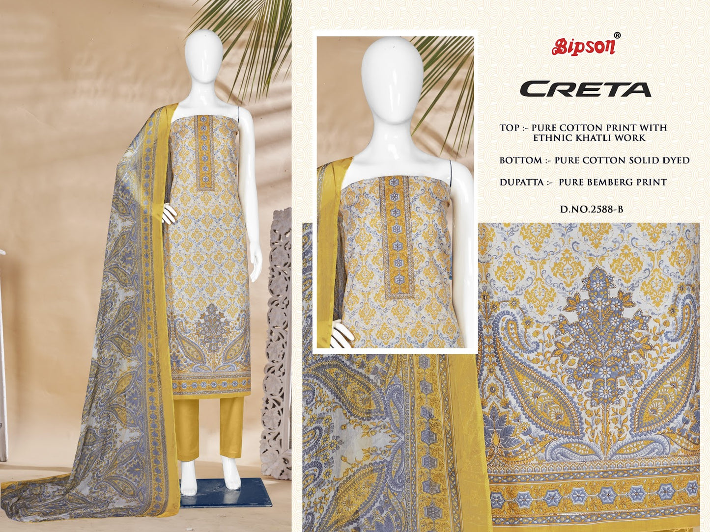 Creta 2588 Bipson Prints Cotton Pant Style Suits