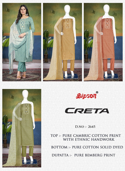 Creta 2645 Bipson Prints Cambric Cotton Pant Style Suits Manufacturer Ahmedabad