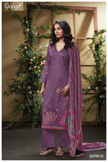 Creta 3797 Ganga Premium Cotton Plazzo Style Suits Manufacturer Ahmedabad