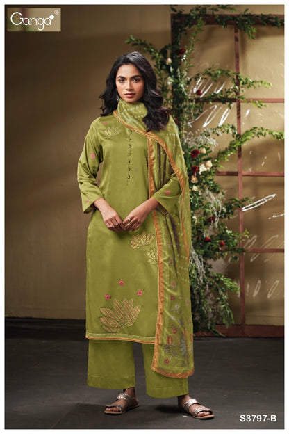 Creta 3797 Ganga Premium Cotton Plazzo Style Suits Manufacturer Ahmedabad