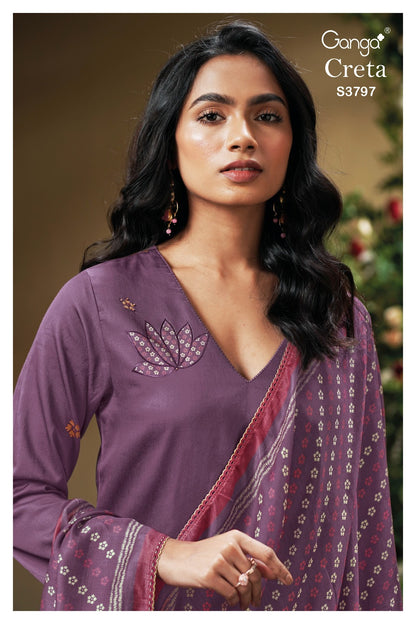 Creta 3797 Ganga Premium Cotton Plazzo Style Suits Manufacturer Ahmedabad