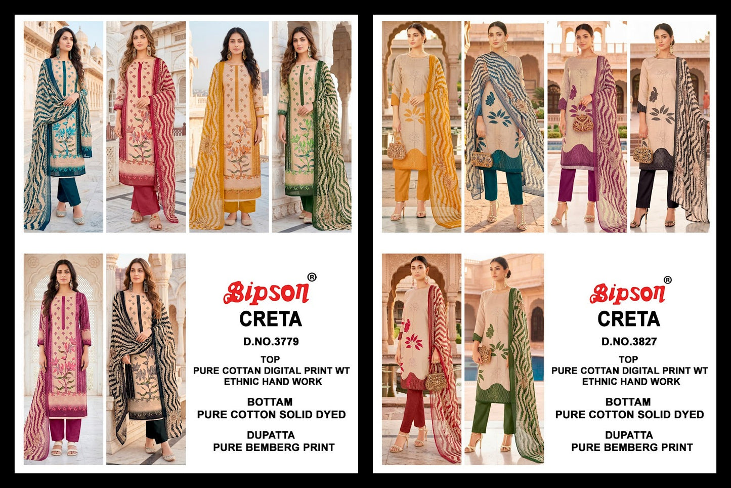 Creta 3827-3779 Bipson Prints Cotton Pant Style Suits Wholesale Price