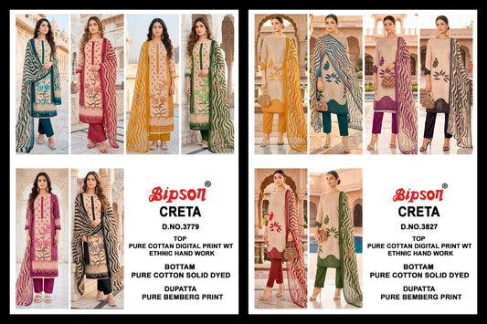 Creta 3827-3779 Bipson Prints Cotton Pant Style Suits Wholesale Price