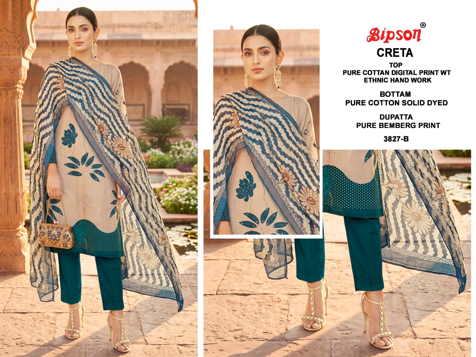 Creta 3827-3779 Bipson Prints Cotton Pant Style Suits Wholesale Price