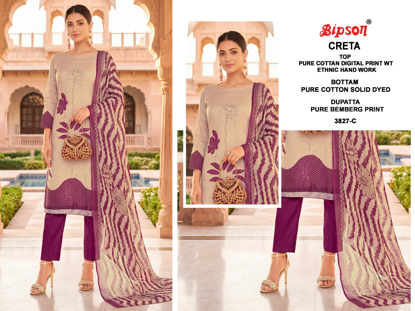 Creta 3827-3779 Bipson Prints Cotton Pant Style Suits Wholesale Price