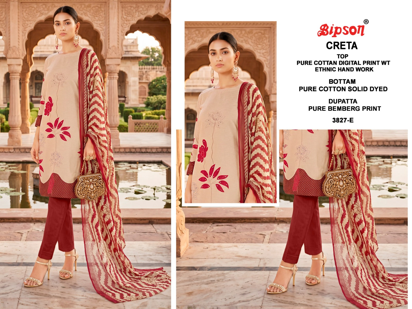 Creta 3827-3779 Bipson Prints Cotton Pant Style Suits Wholesale Price