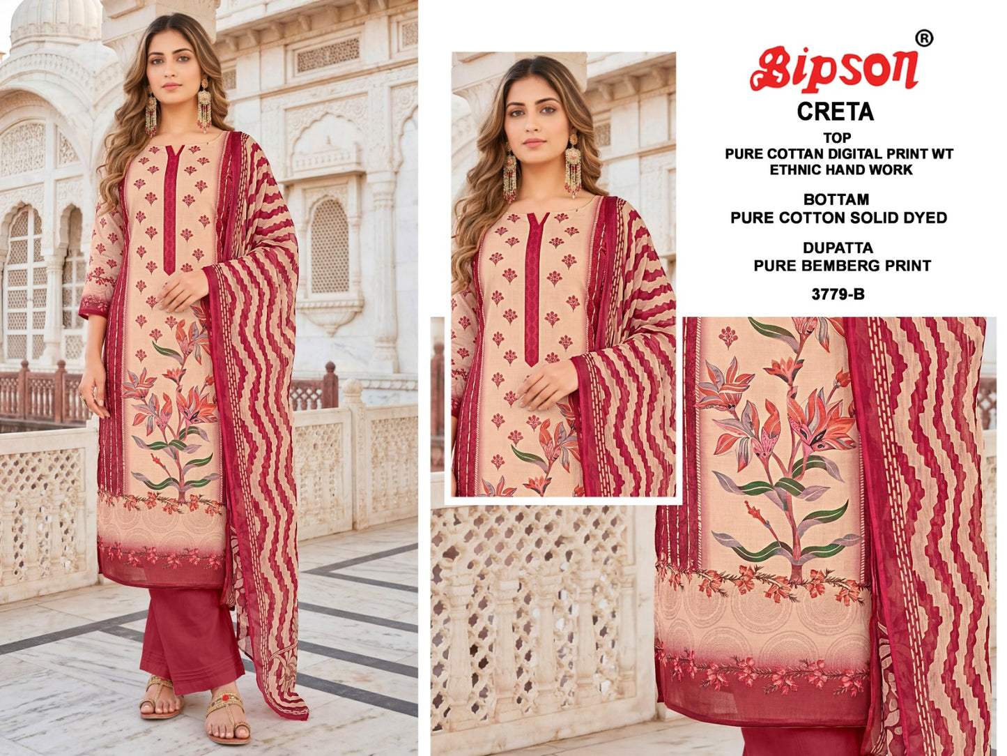 Creta 3827-3779 Bipson Prints Cotton Pant Style Suits Wholesale Price