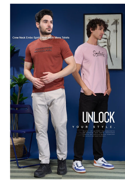Crew Neck Embo Spirit Urban Myth Lycra Mens Tshirts Wholesale