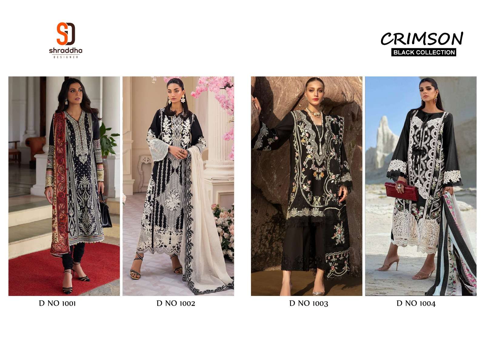 Crimson Black Collection Shraddha Designer Pure Cotton Pakistani Salwar Suits Exporter