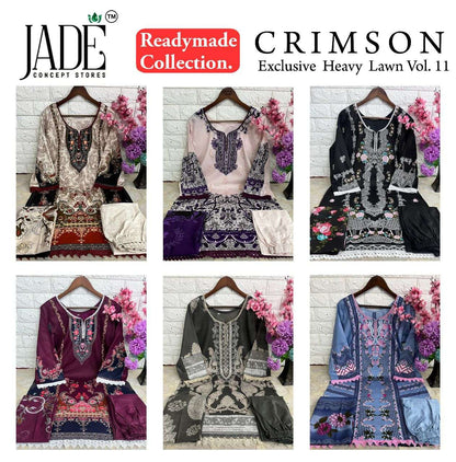Crimson Exclusive Heavy Lawn Vol 11 Jade Heavy Lawn Karachi Readymade Suits Wholesale Price