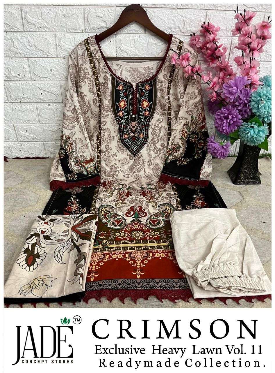 Crimson Exclusive Heavy Lawn Vol 11 Jade Heavy Lawn Karachi Readymade Suits Wholesale Price