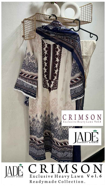 Crimson Exclusive Heavy Lawn Vol 6 Jade Karachi Readymade Suits Manufacturer Ahmedabad