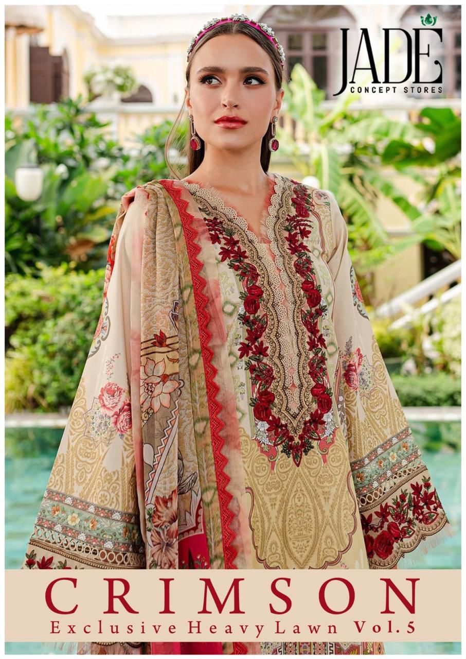 Crimson Lawn Vol 5 Jade Heavy Lawn Pakistani Readymade Suits Wholesaler Ahmedabad