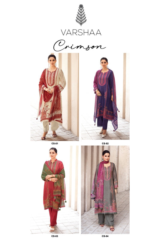 Crimson Varshaa Viscose Silk Pant Style Suits Wholesaler India