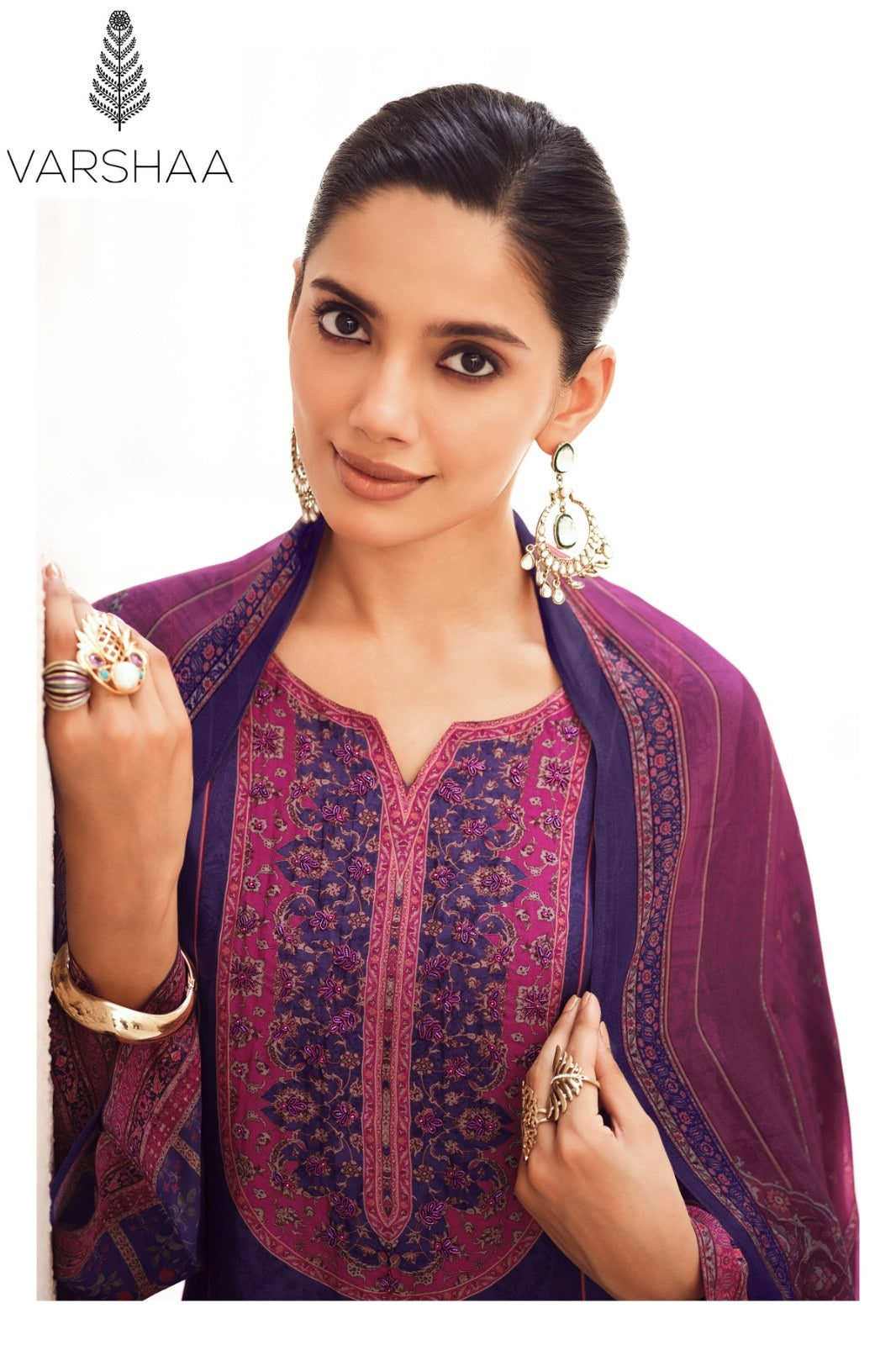 Crimson Varshaa Viscose Silk Pant Style Suits Wholesaler India