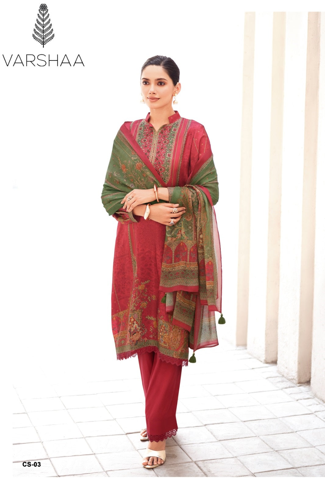 Crimson Varshaa Viscose Silk Pant Style Suits Wholesaler India