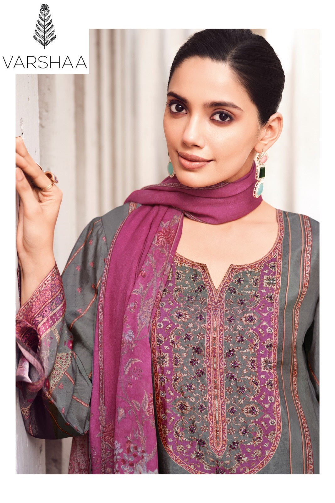 Crimson Varshaa Viscose Silk Pant Style Suits Wholesaler India