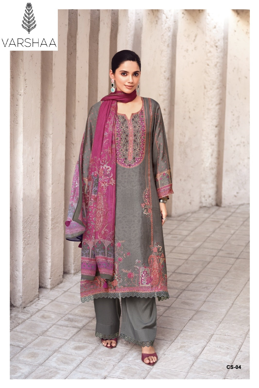 Crimson Varshaa Viscose Silk Pant Style Suits Wholesaler India