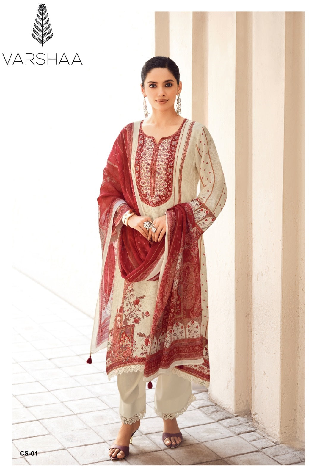 Crimson Varshaa Viscose Silk Pant Style Suits Wholesaler India