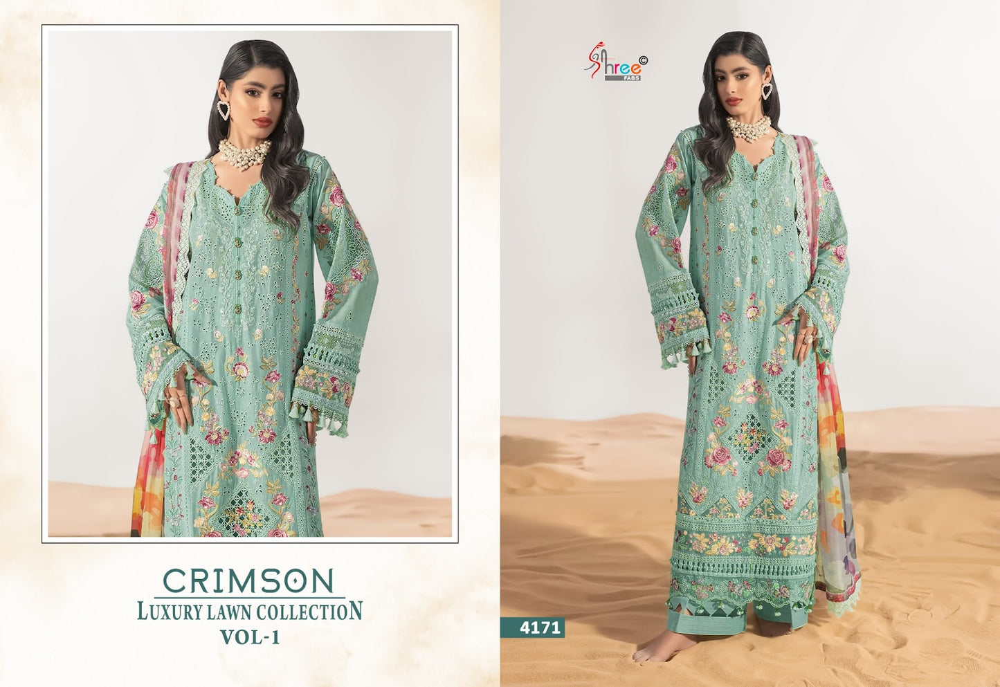 Crimson Vol 1 Luxury Lawn Collection Shree Fabs Cotton Pakistani Salwar Suits Exporter Gujarat