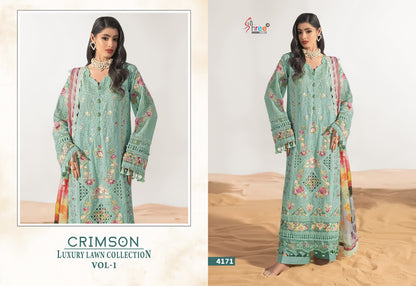 Crimson Vol 1 Luxury Lawn Collection Shree Fabs Cotton Pakistani Salwar Suits Exporter Gujarat
