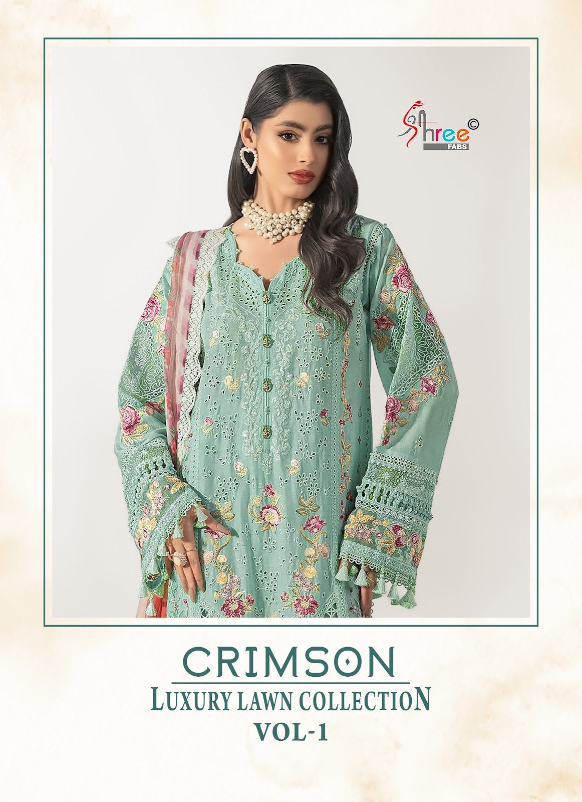Crimson Vol 1 Luxury Lawn Collection Shree Fabs Cotton Pakistani Salwar Suits Exporter Gujarat