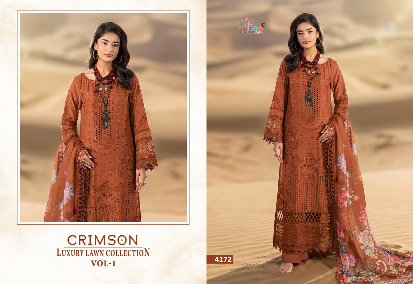 Crimson Vol 1 Luxury Lawn Collection Shree Fabs Cotton Pakistani Salwar Suits Exporter Gujarat