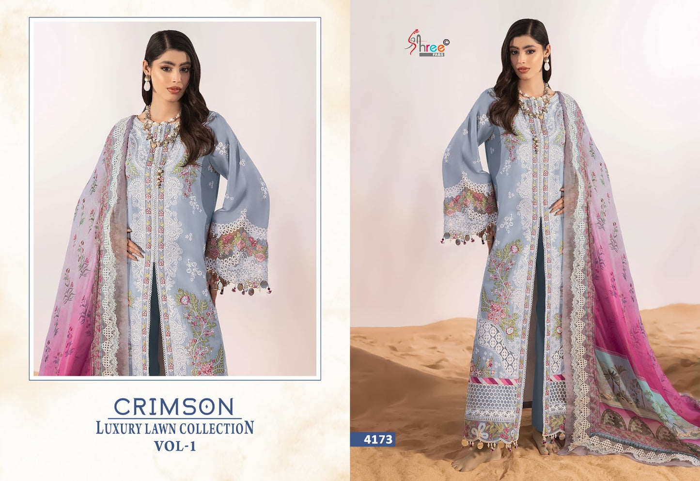 Crimson Vol 1 Luxury Lawn Collection Shree Fabs Cotton Pakistani Salwar Suits Exporter Gujarat