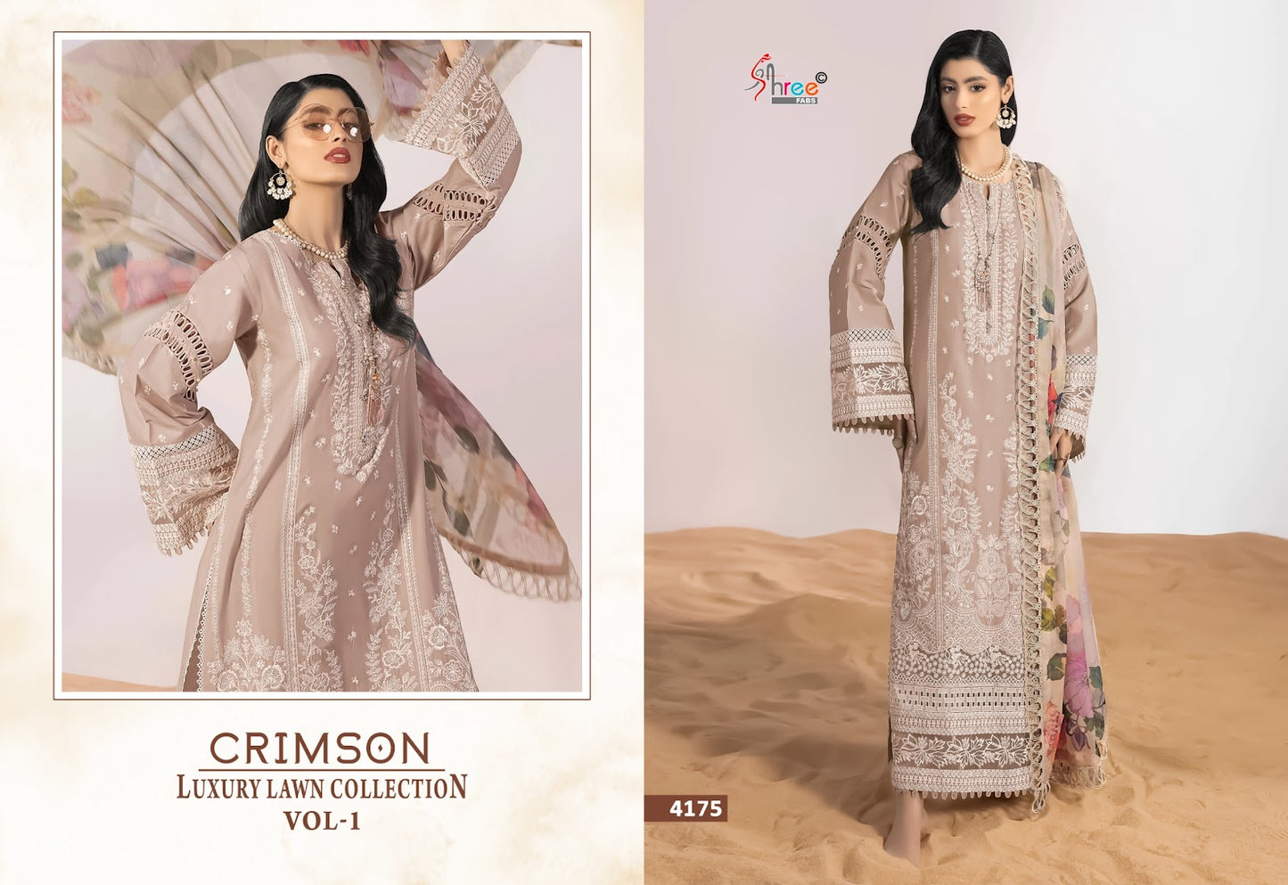 Crimson Vol 1 Luxury Lawn Collection Shree Fabs Cotton Pakistani Salwar Suits Exporter Gujarat