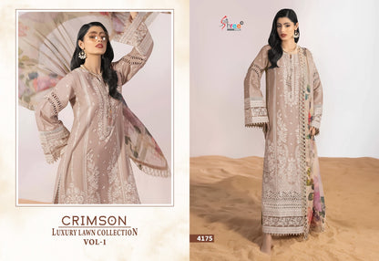 Crimson Vol 1 Luxury Lawn Collection Shree Fabs Cotton Pakistani Salwar Suits Exporter Gujarat
