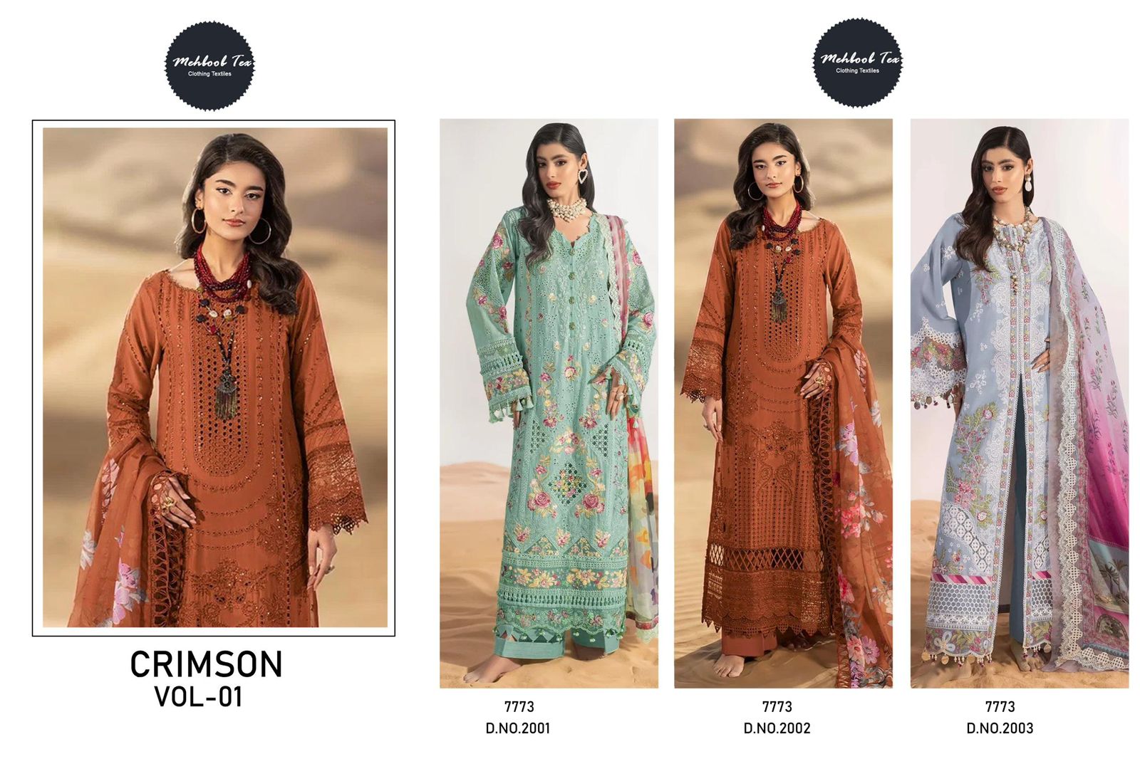 Crimson Vol 1 Mehboob Tex Cambric Cotton Pakistani Salwar Suits Supplier