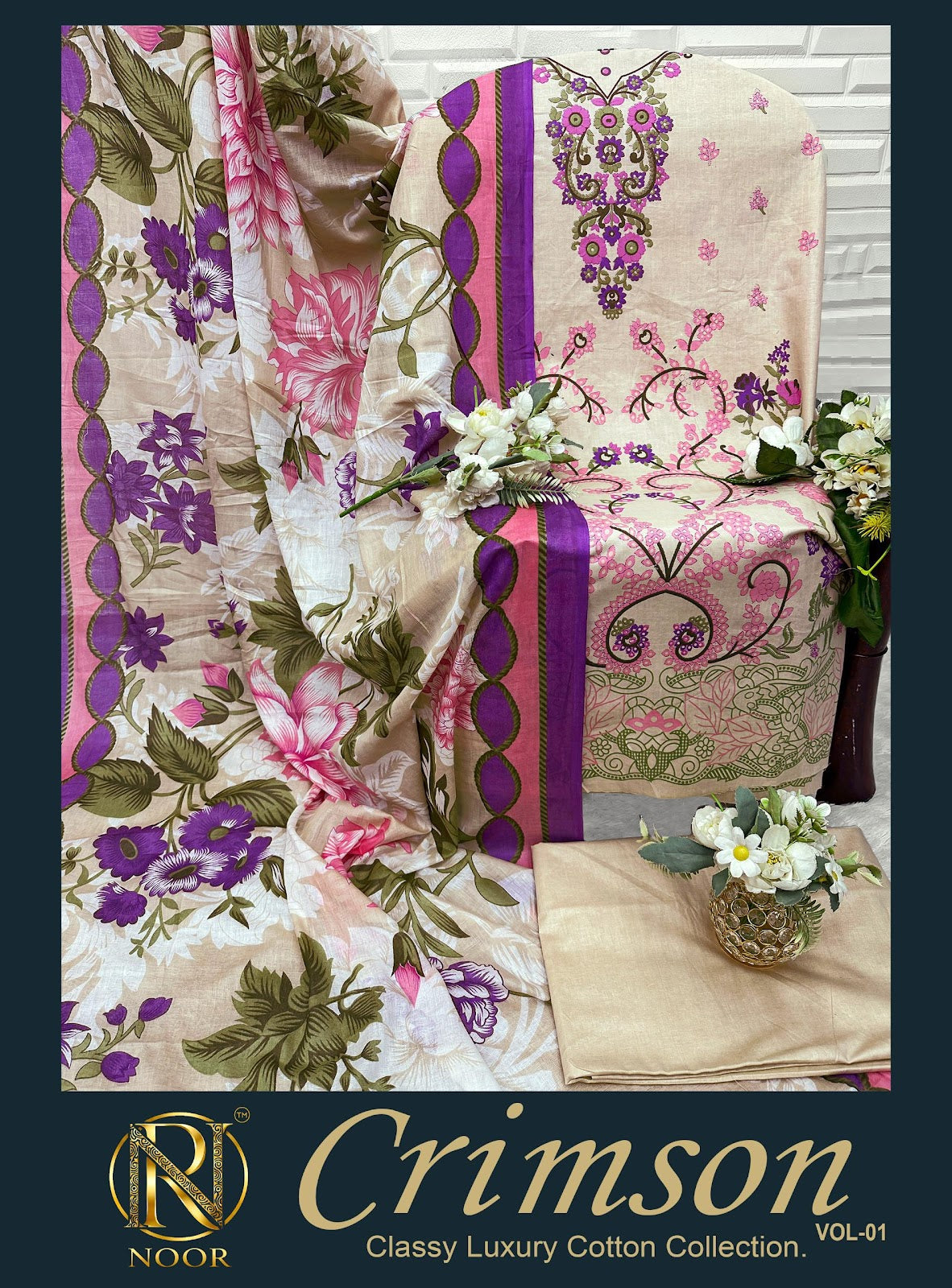 Crimson Vol 1 Noor Lawn Cotton Karachi Salwar Suits Wholesale Price